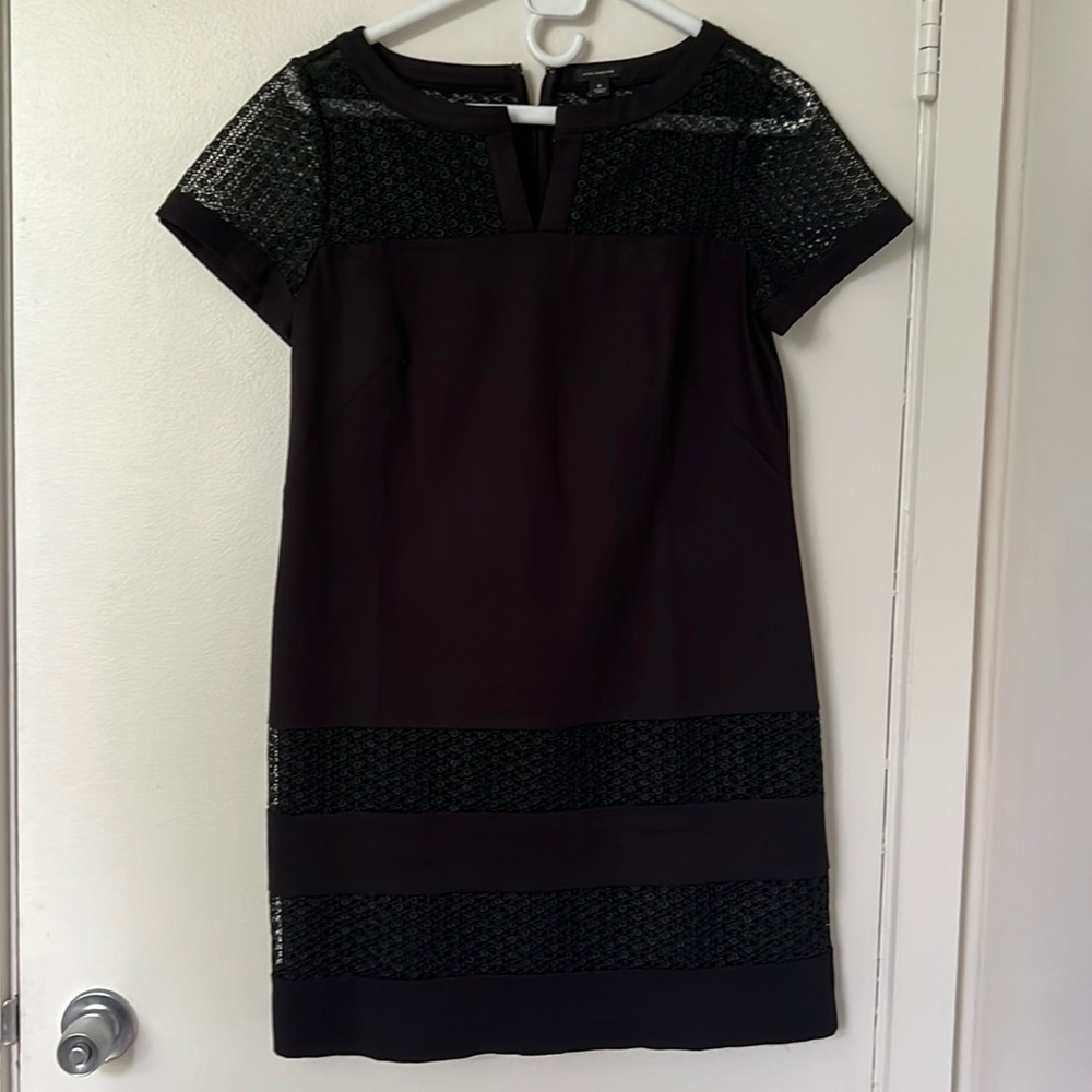 Ann Taylor LBD, size 6 with split neck and lace detail